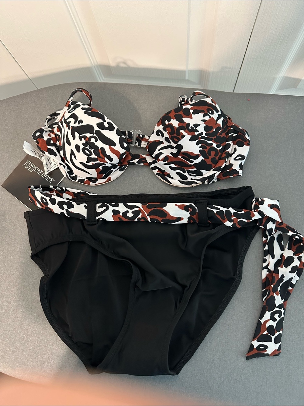 Newport News White, Black & Brown Leopard Print Bikini